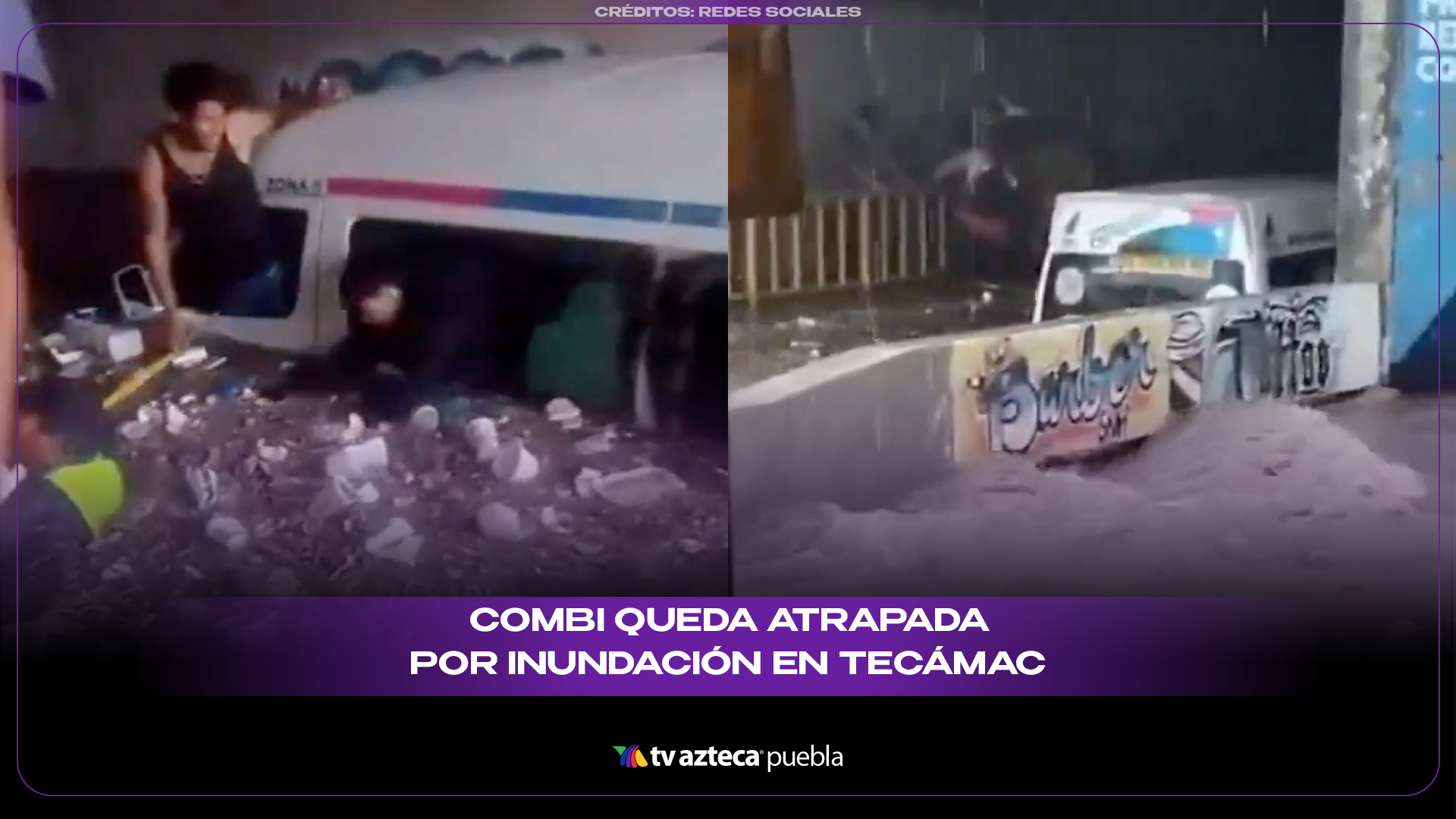 Combi queda atrapada por inundación en Tecámac y pasajeros evacúan por las ventanas