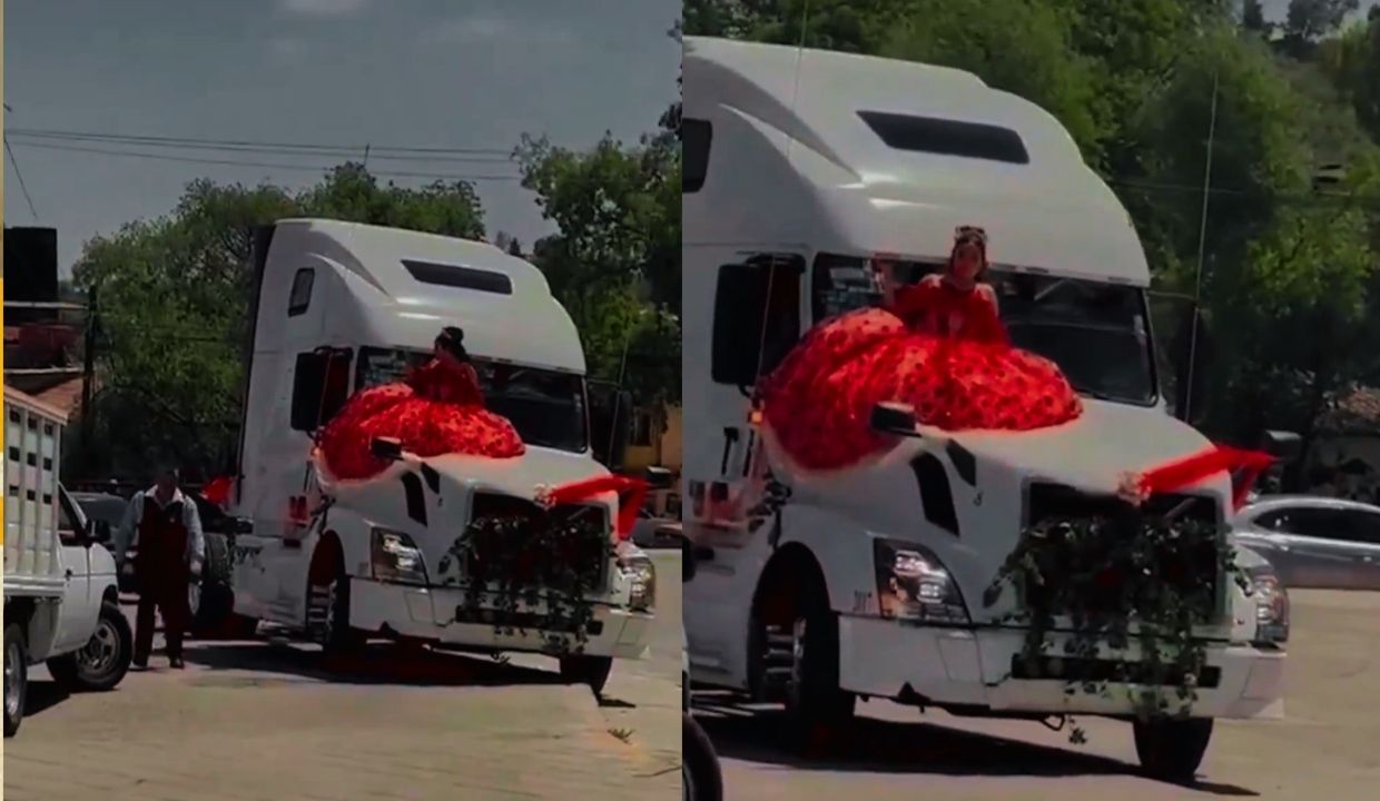VIDEO: ¿Adiós a la limo? Quinceañera llega a bordo de un tráiler a su fiesta