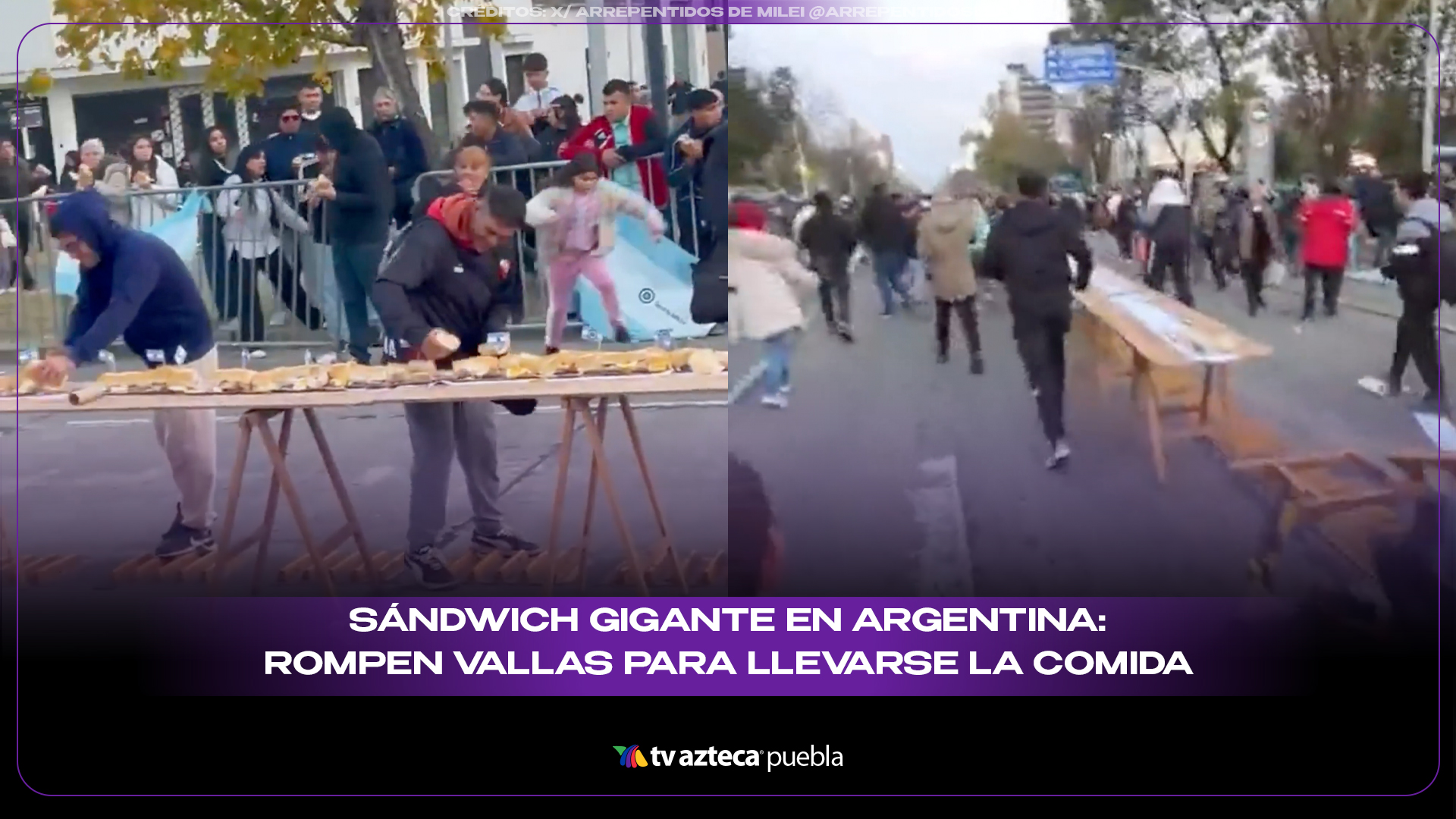 Caos por sándwich gigante en Argentina: rompen vallas para llevarse la comida
