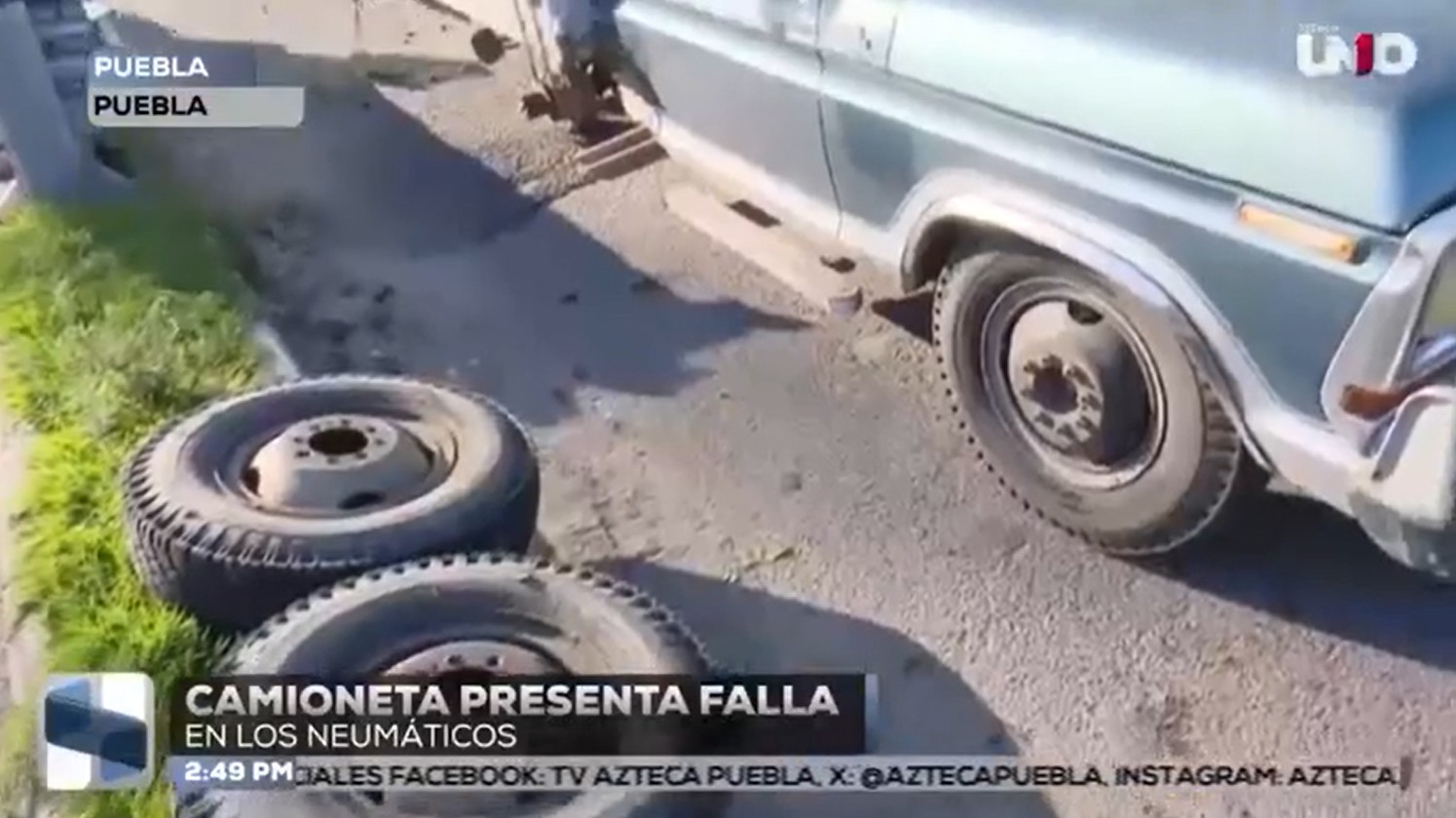 Camioneta presenta falla en los neumáticos en la autopista México-Puebla