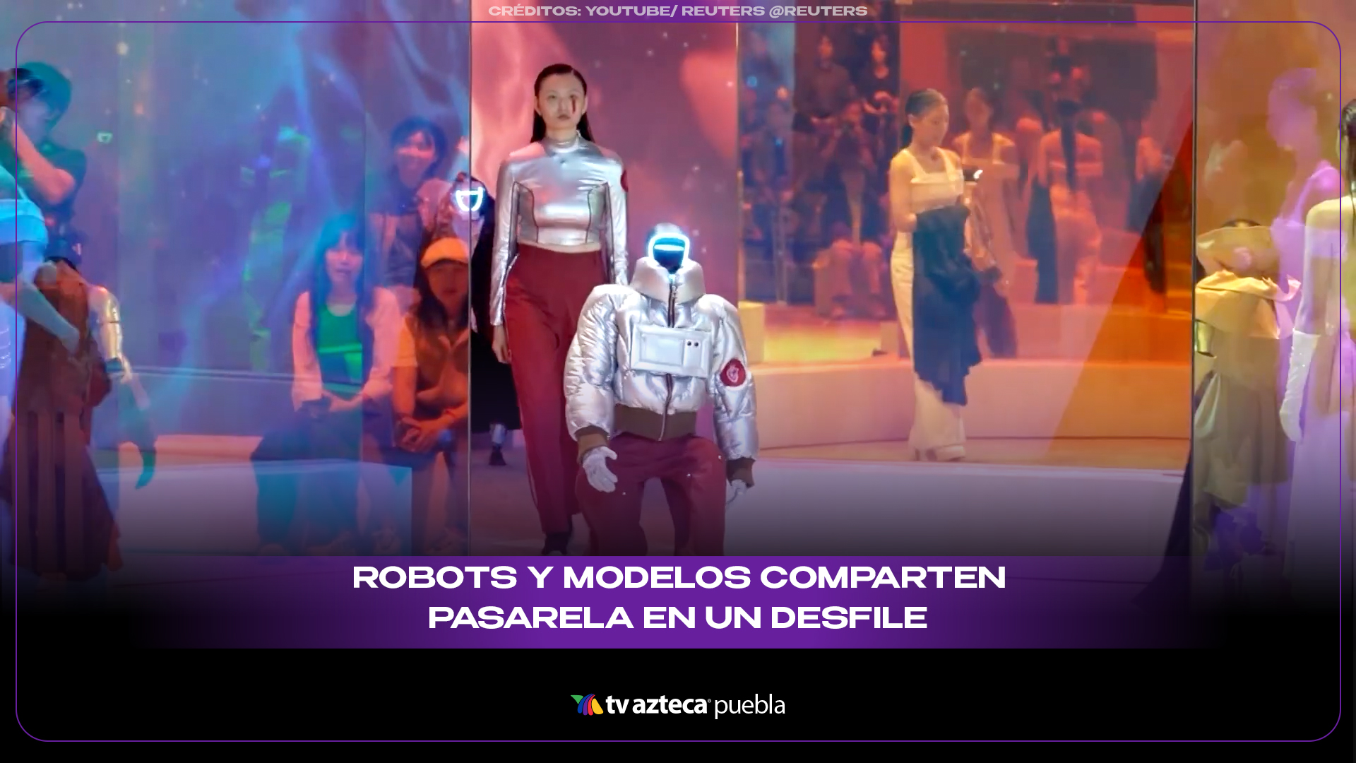 Robots y modelos comparten pasarela en un desfile que parece del futuro