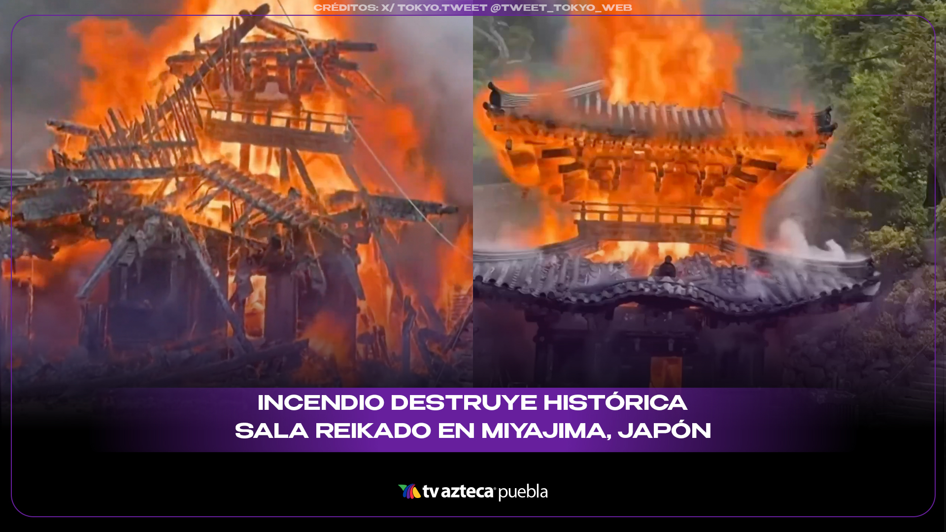Incendio destruye histórica Sala Reikado en Miyajima, Japón