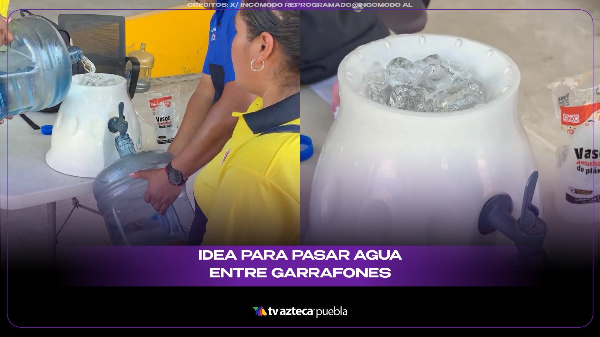 Intentan pasar agua entre garrafones y el método desata risas