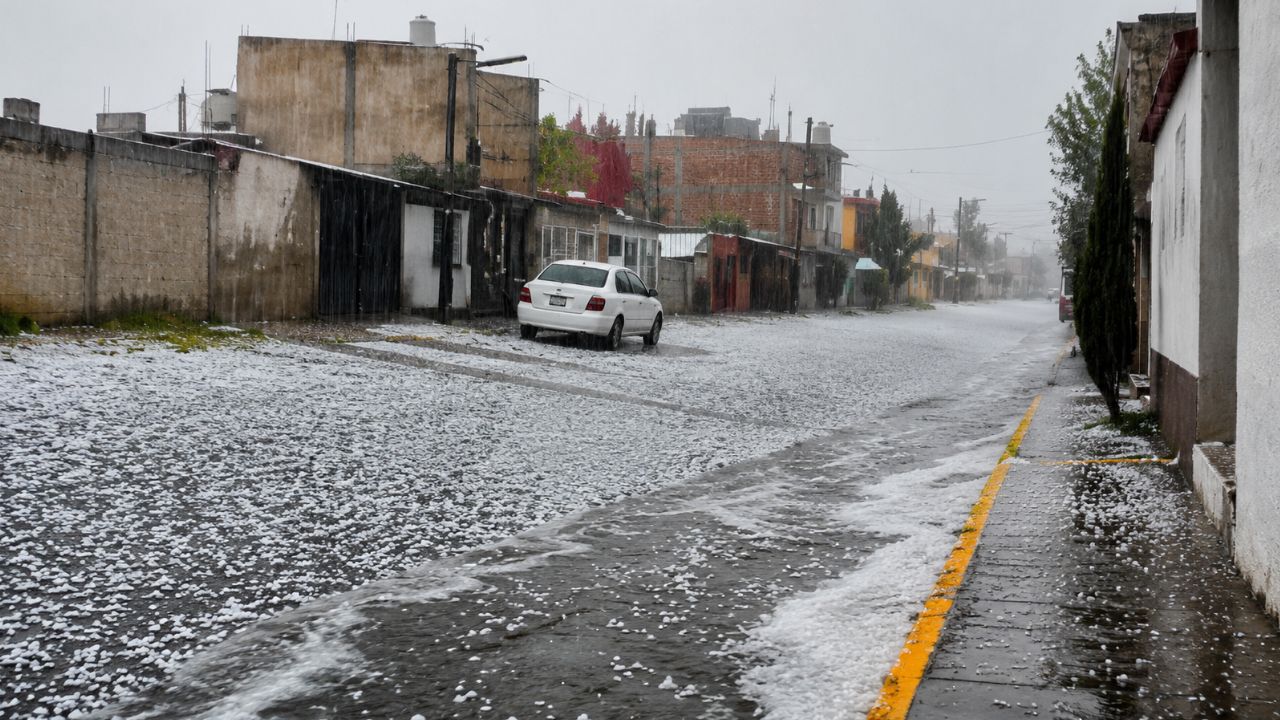 FOTOS: Tormenta y granizada cubre de blanco a Puebla hoy lunes; alerta por caos vial y caída de árboles