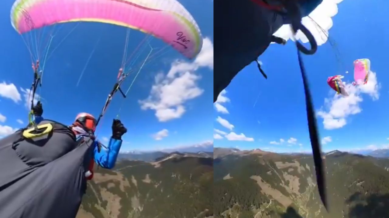 VIDEO FUERTE: Captan momento exacto de choque de avioneta contra parapente en Austria; ¿sobrevivió la mujer?