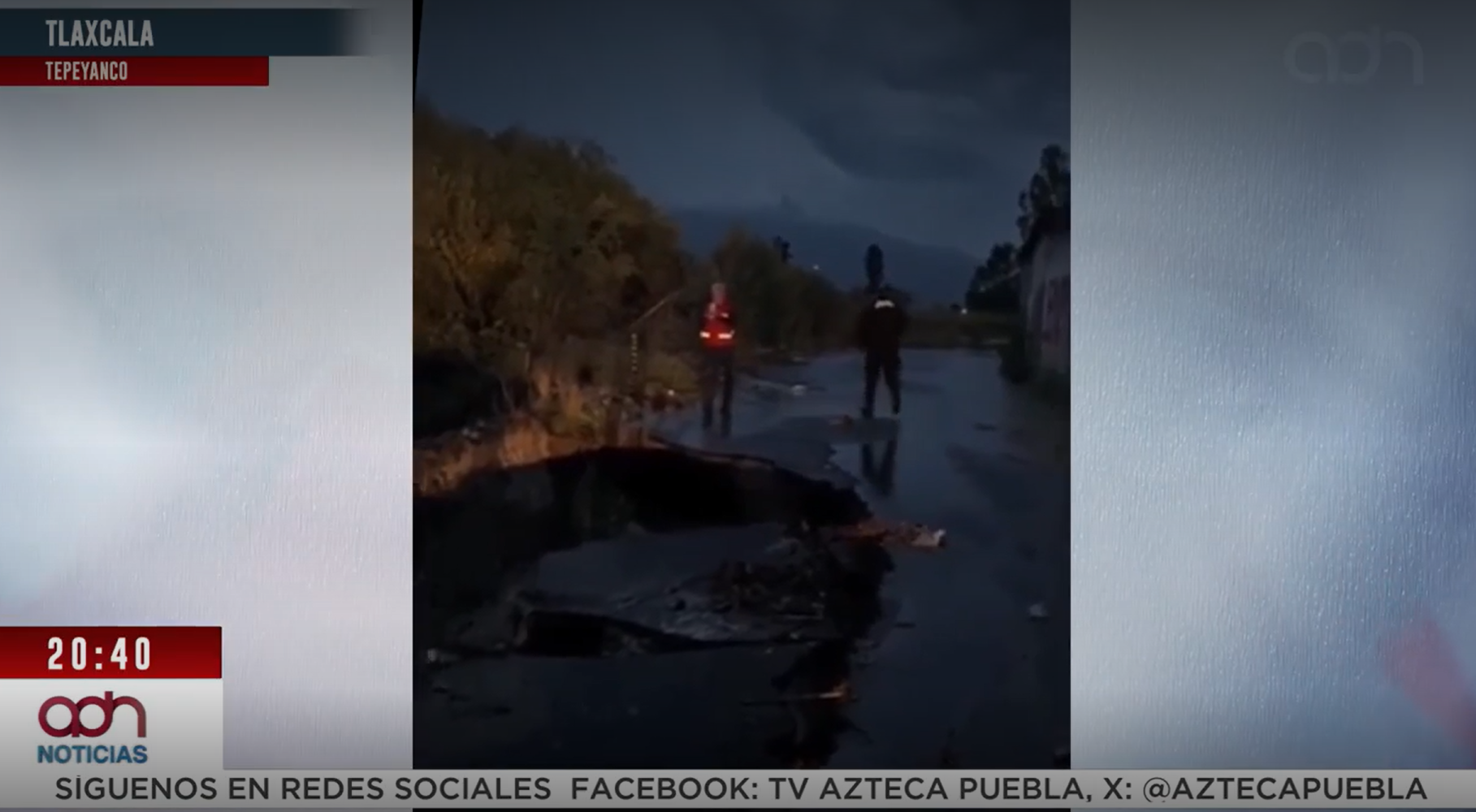 Las fuertes lluvias en Tlaxcala han provocado un socavón