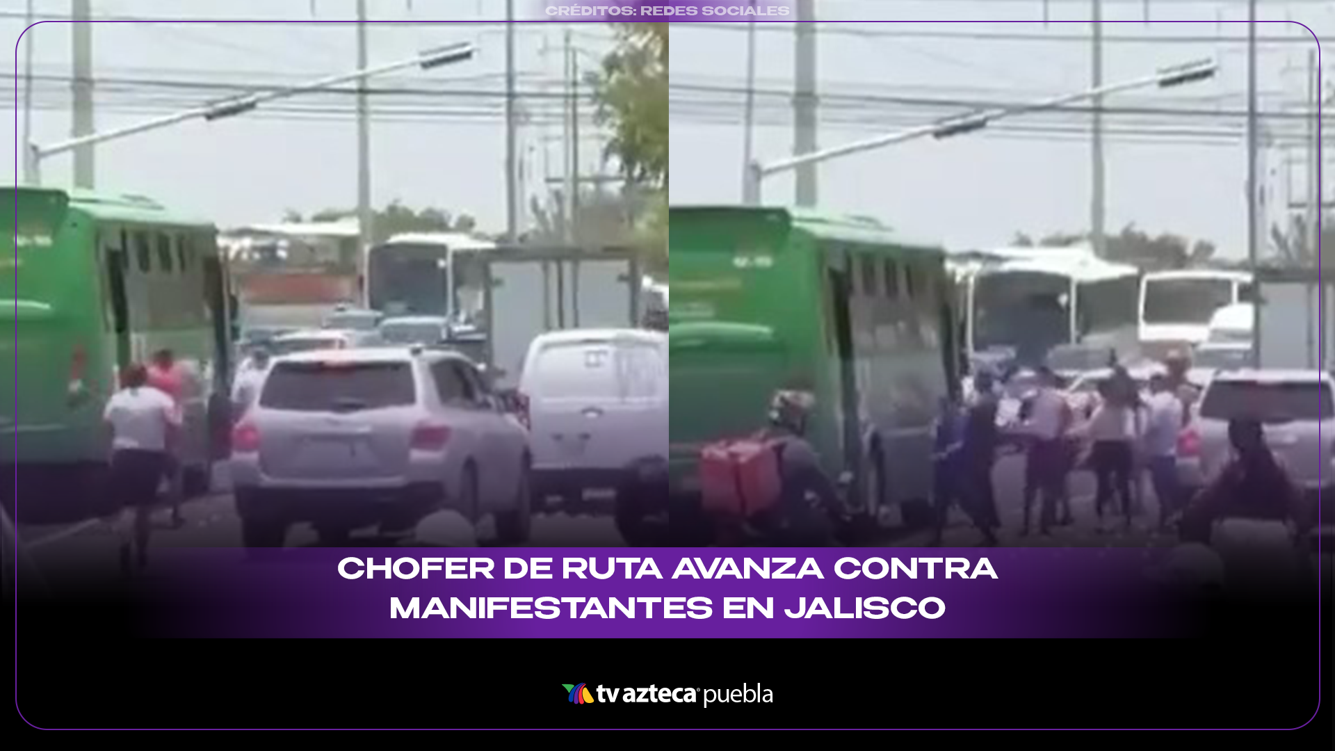 Chofer de transporte avanza hacia manifestantes en Jalisco
