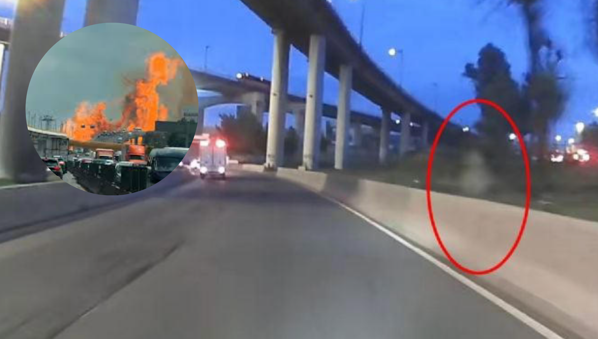 VIDEO FUERTE: Conductor capta aterrador lamento y misteriosa sombra en el Puente de la Concordia, donde explotó la pipa de gas