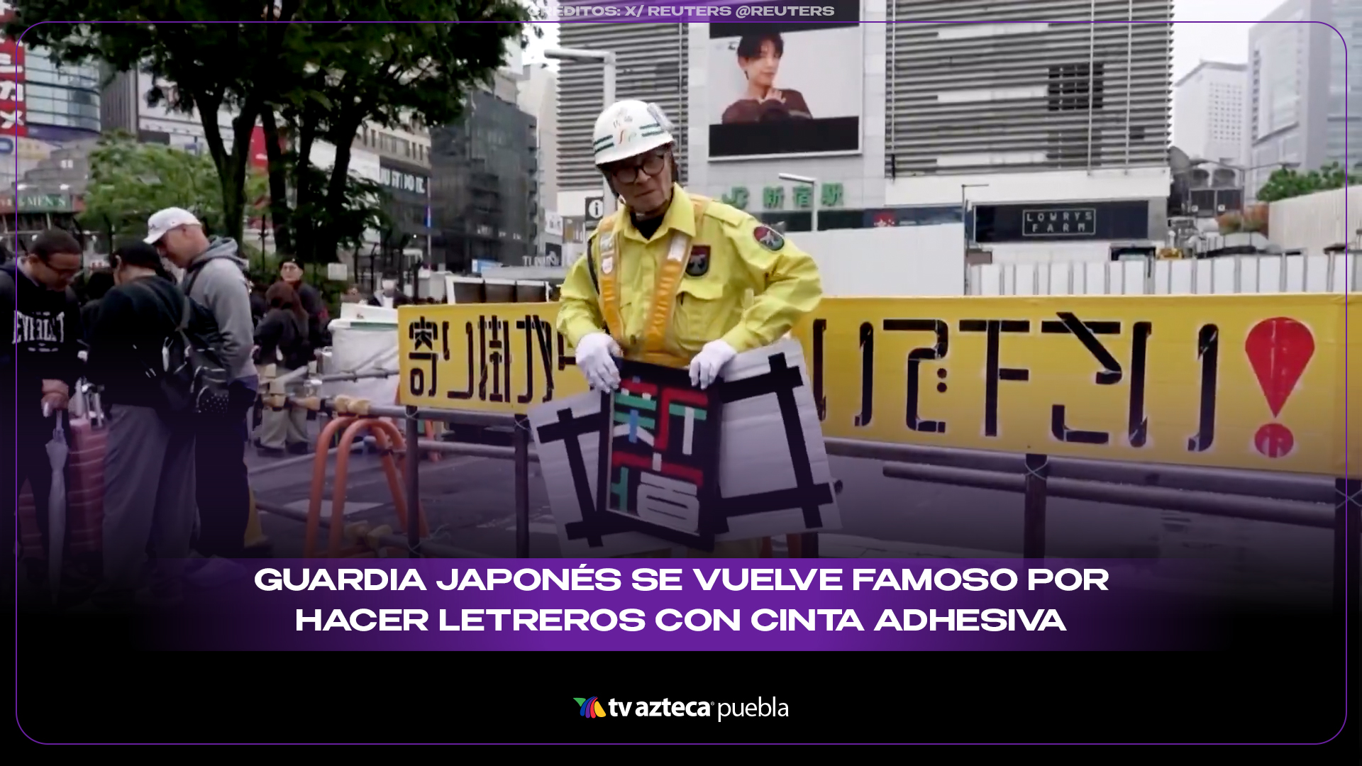 Guardia japonés se vuelve famoso por hacer letreros con cinta adhesiva